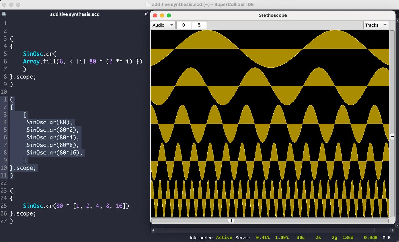 Workshop: Introduction to sound synthesis and spatial audio with SuperCollider with Rubén Patiño
