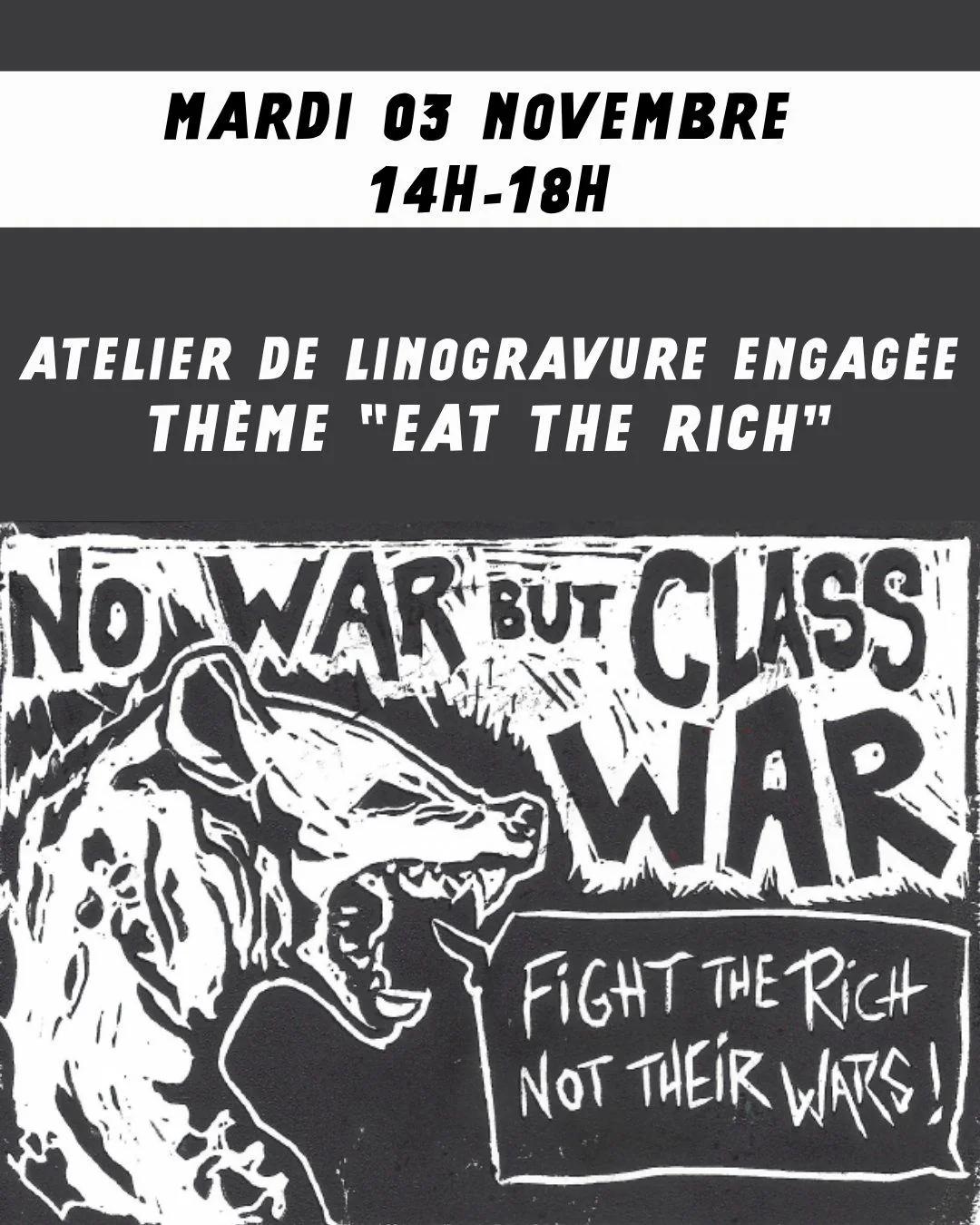 Atelier de linogravure engagée : "Eat the rich"