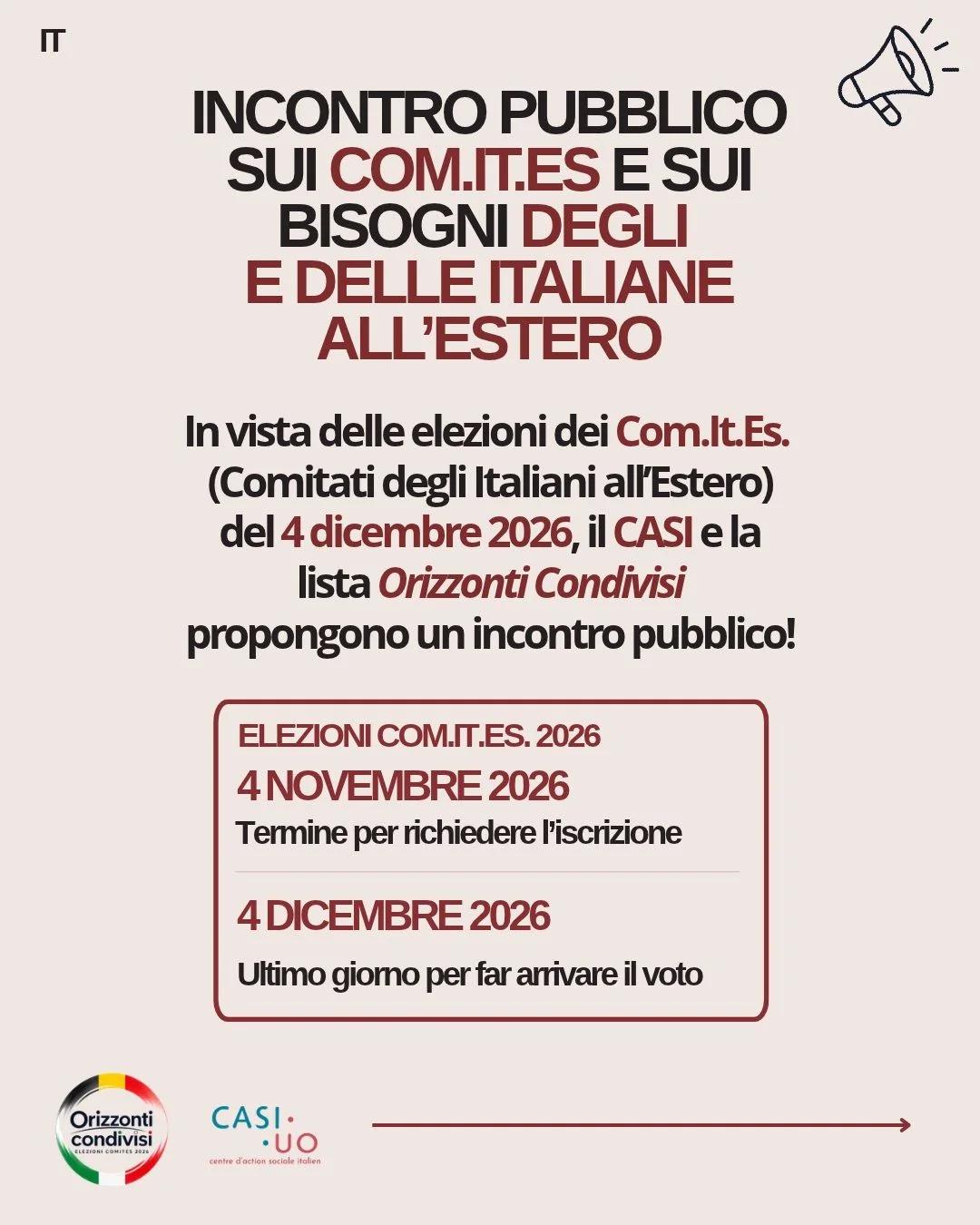 Rencontre publique sur les Com.It.Es. et les besoins des Italiennes et Italiens à l'étranger
