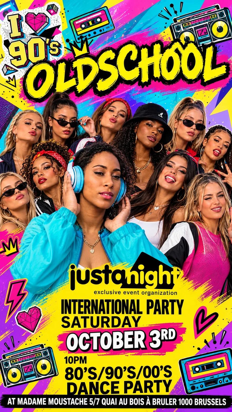 International Oldschool party - madame moustache | 80's 90's 2000's - powered by just a night