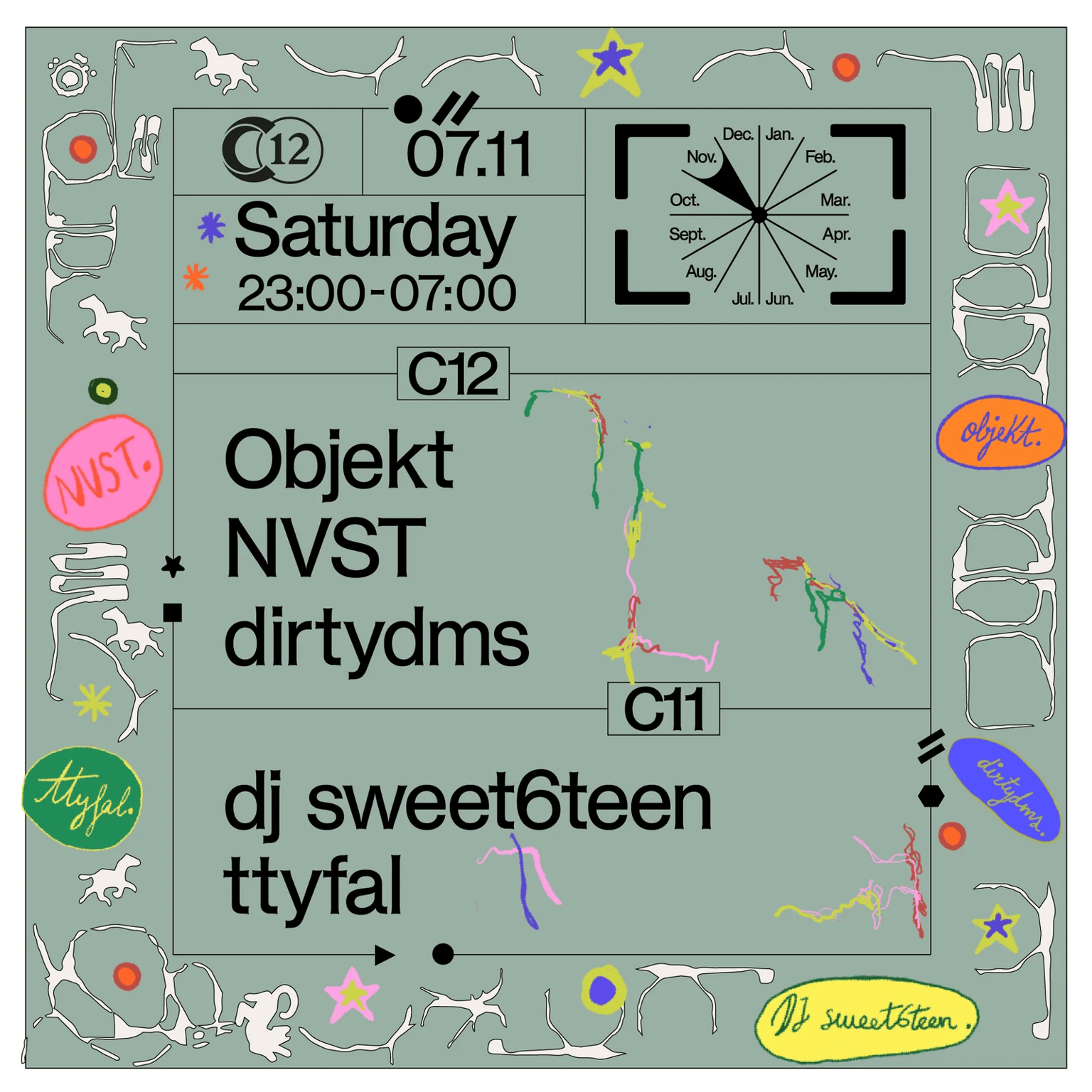 C12 Nite w/ Objekt, NVST, dirtydms, dj sweet6teen, ttyfal